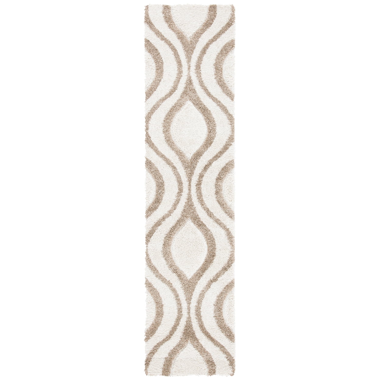 SAFAVIEH Florida Declan Geometric Swirls Shag Area Rug, Ivory/Beige, 8' x 10'