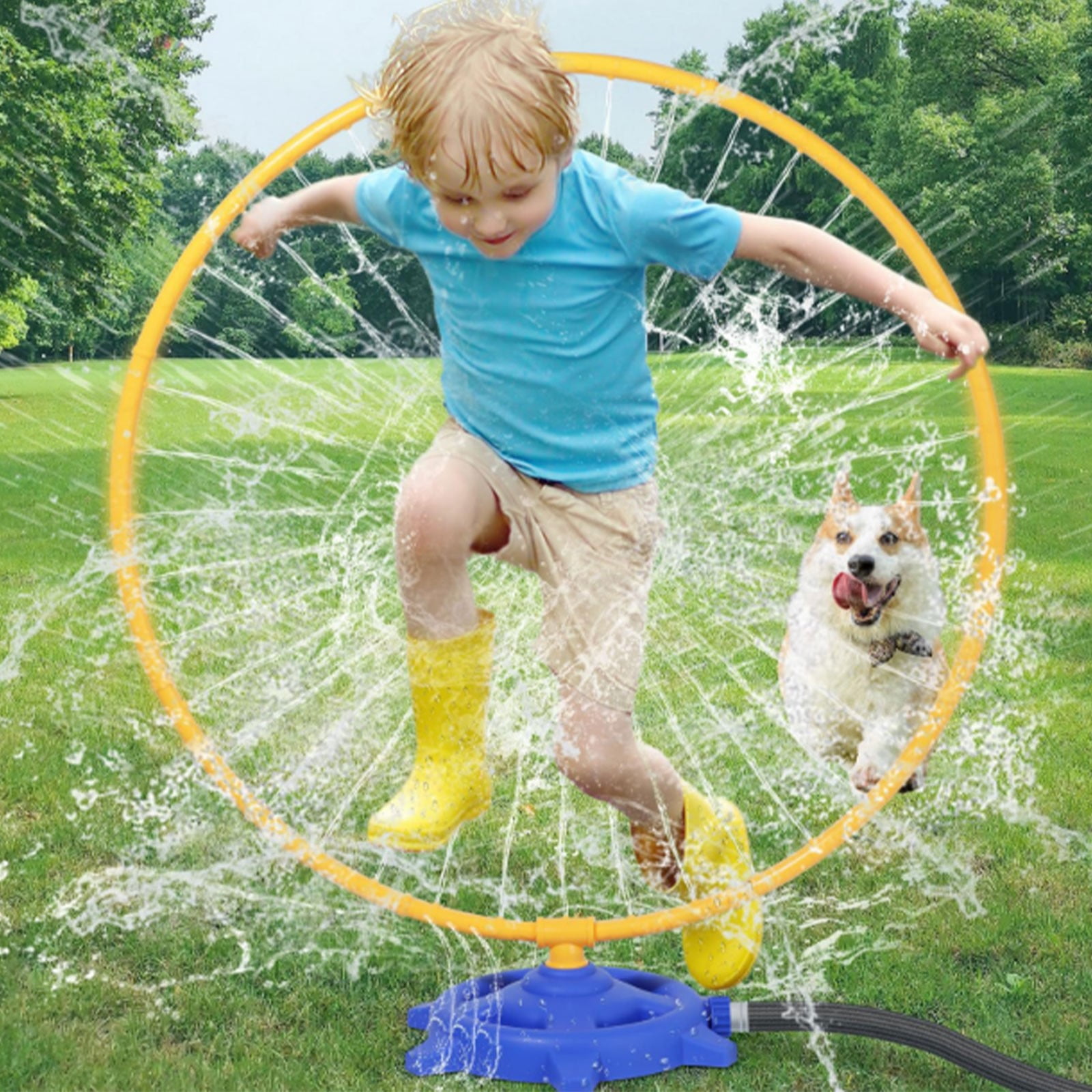 RUIG 59" Windmill Water Sprinkler for Kids Summer Toys, 360° Spinning Splash Water Toy, Outdoor Backyard Games Summer Fun for Boys Girls Dogs & Garden Watering