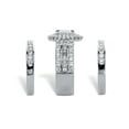 thumbnail image 2 of PalmBeach Jewelry Oval-Cut Cubic Zirconia 3-Piece Double Halo Wedding Ring Set 3.54 TCW in 14k Gold or Platinum Plated Sterling Silver, 2 of 4