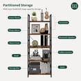 thumbnail image 3 of 62.2'' Bookcase, 5 Tier Tall Standing Bookshelf Metal and Wood Frame Storage Rack Organizer Classy Bookcase Modern Industrial Display Shelf Unit,Brown, 3 of 6