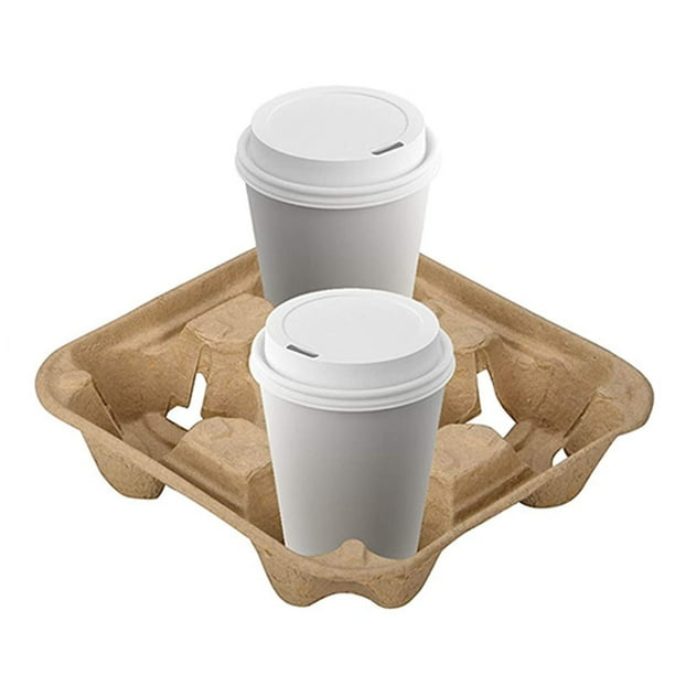 4 Cup Disposable Coffee Tray (25 Count) - Cup Holder - Durable Drink Carrier  for Hot Or Cold Drinks 