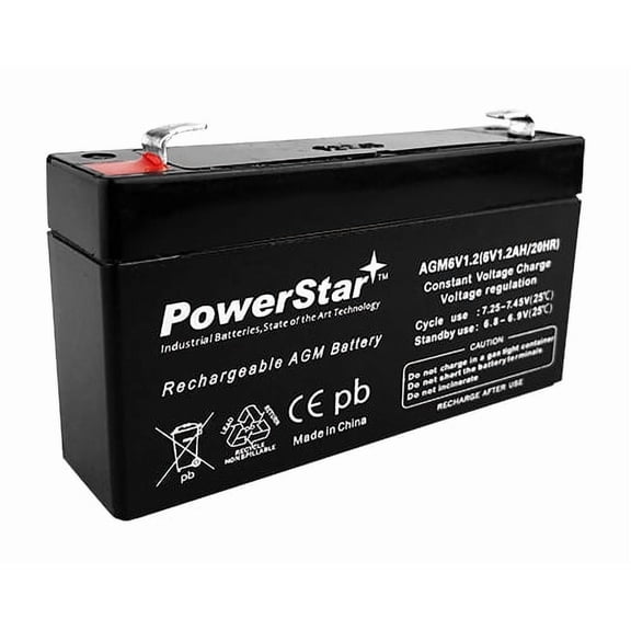 PowerStar 6V 1.2AH SLA AGM Rechargeable Battery, Replaces Duracell SLAA6-1.3F