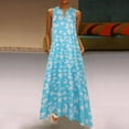 thumbnail image 2 of SNOWSONG Maxi Dresses for Women, Women Plus Size Print Daily Casual Sleeveless Vintage V Neck Maxi Dress, Boho Dress, Flowy Dresses for Women, Long Dresses 1PC Dress Sky Blue XL, 2 of 8
