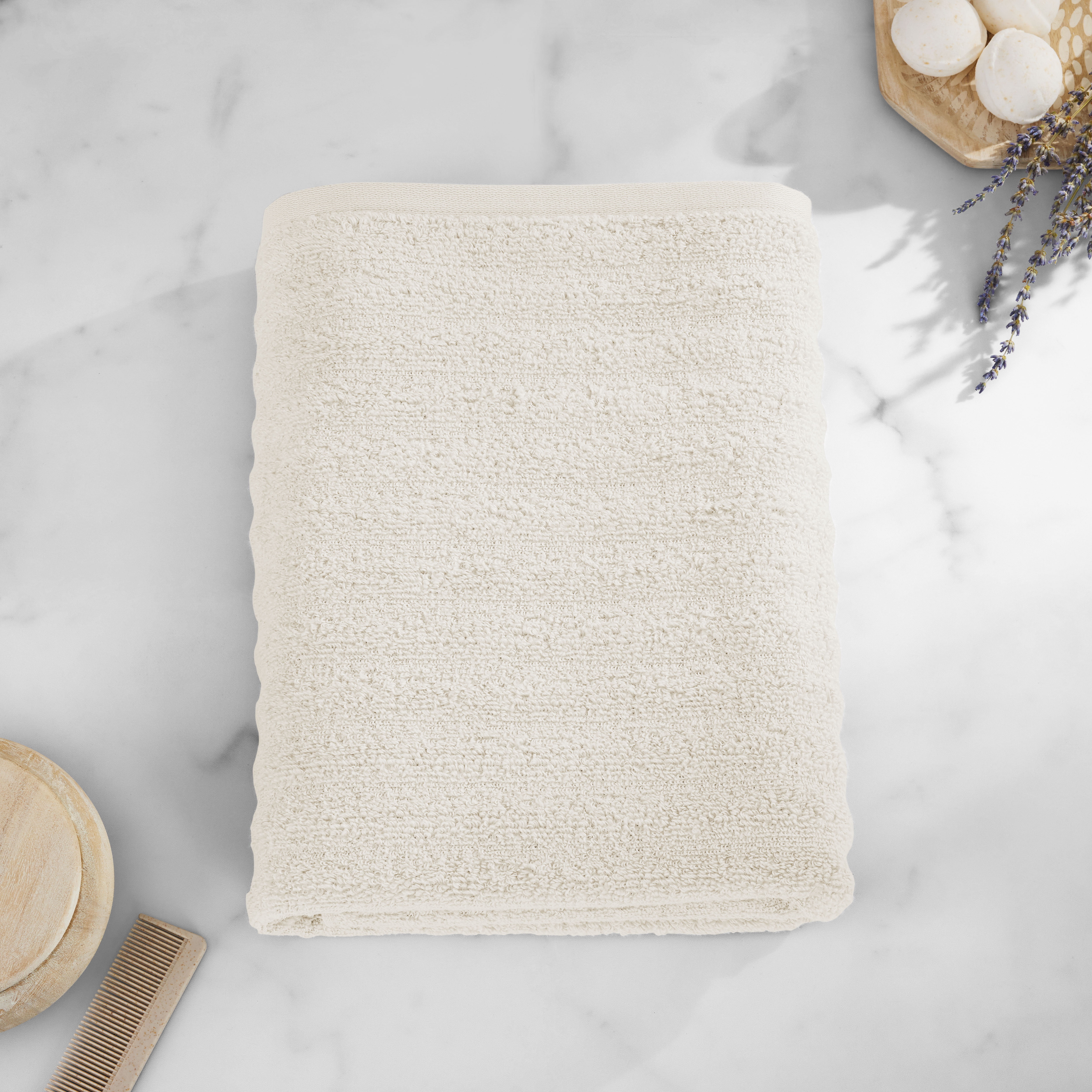 (2 pack) Mainstays Performance Cotton Bath Towel, Super Soft Quick Dry Fade Resistant, Textured Beige