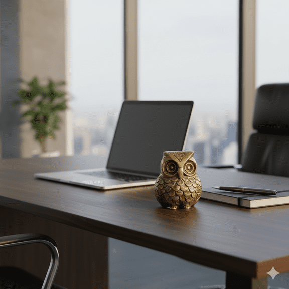 Natriel Handcrafted Brass Owl Sculpture - Artistic Decor for Home