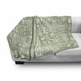 thumbnail image 3 of Ostrich Soft Flannel Fleece Throw Blanket, Hippo Cheetah Pelican Giraffe in Fractal Children Outline Print, Cozy Plush for Indoor and Outdoor Use, 50" x 60", Fern Green and Cream, by Ambesonne, 3 of 6