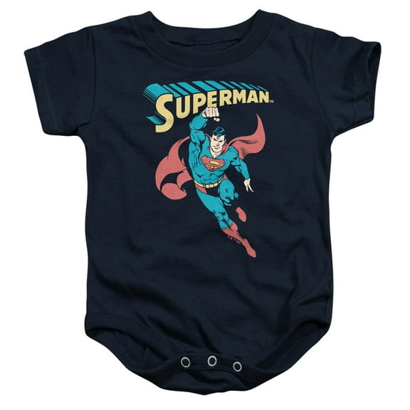 Superman Superhero Unisex Infant Snap Suit for Baby, Navy, Large