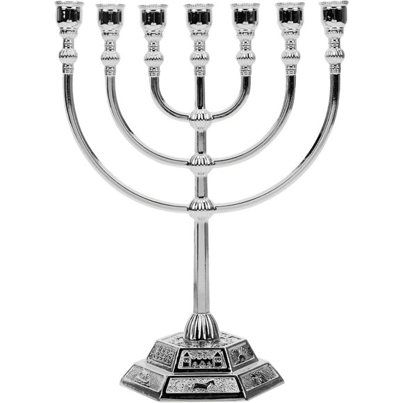 IMIKEYA Bougies Menorah Juive Minora Porte-Bougie Jérusalem Porte-Bougie Goldendoodle Chandelier Doré Décoration de Table Dorée Chandelier en Métal Ornements Festival Chandelier Argenté