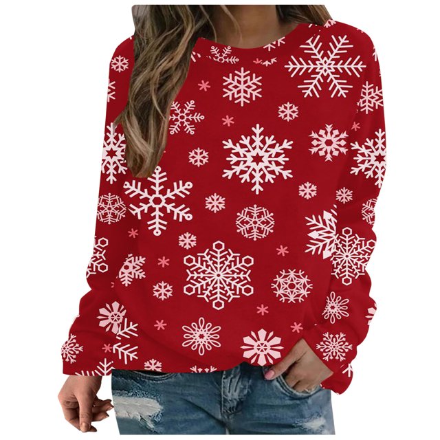 Sudadera de cuello redondo transpirable cómoda de manga larga con estampado de moda para mujer Fridja bvmnju6734