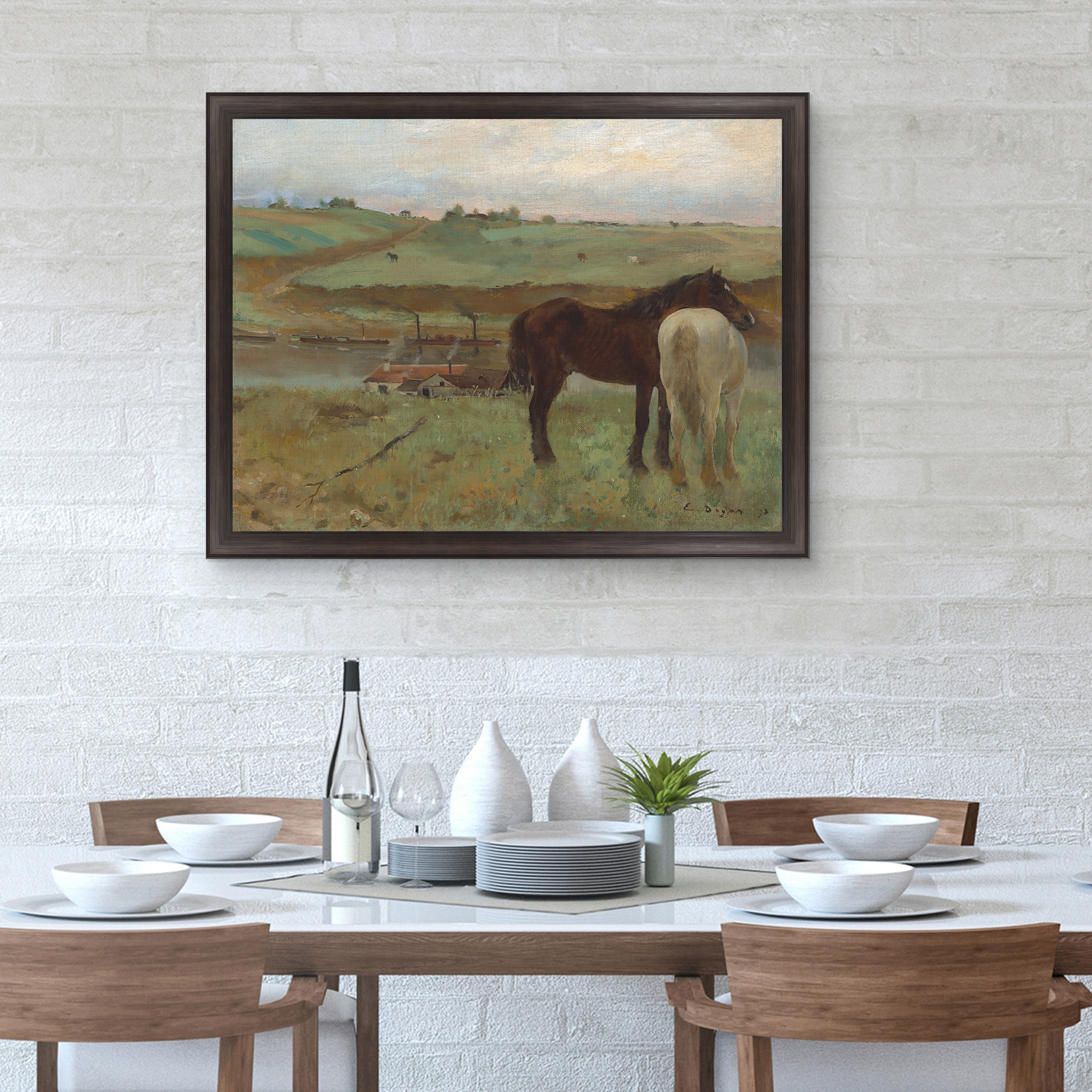 Horses in a Meadow Framed Canvas