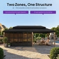 thumbnail image 4 of PURPLE LEAF 12 X 24 Hardtop Gazebo Outdoor Wood Grain Aluminum Frame Galvanized Steel Double Roof Netting and Curtains Patio Deck Backyard Garden, 4 of 9