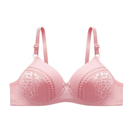 Tumotour Full Coverage Bra For Women Embroidered Glossy Soild Wire Free Underwear One-Piece Bra Everyday Small Cup Underwear
