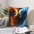 thumbnail image 4 of KLL Red And Blue Fire Skull Warrior Decorative Throw Pillow Covers Velvet Soft for Couch Sofa Bedroom Living Room Outdoor (No pillow core)- 20"x20", 4 of 5