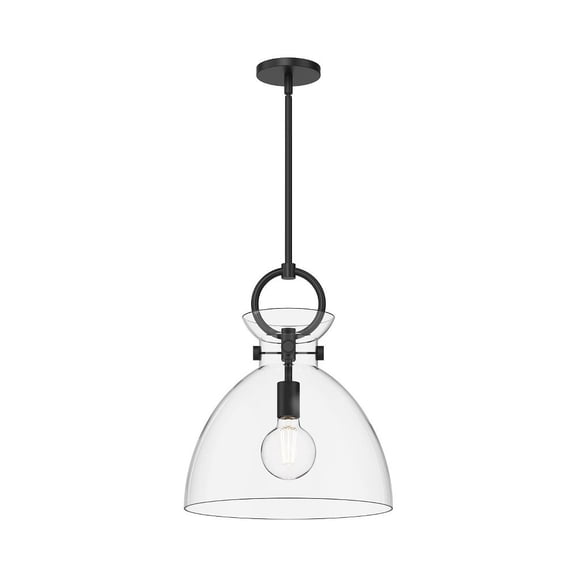PD411814MBCL-Alora Lighting-Waldo - 1 Light Pendant with Glass-17.13 Inches Tall and 14 Inches Wide-Matte Black Finish-Clear Glass Color