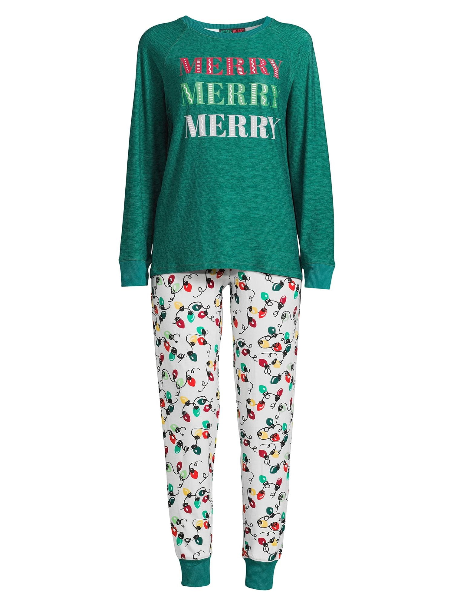 Derek Heart Merry Christmas Lights Holiday Matching Family Christmas Pajamas Women s Sleepwear Set 2 Piece Sizes S 3XL Walmart