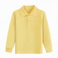 thumbnail image 5 of HCNTES Big Boy's Polo Shirts Long Sleeved Solid Color Basic Polos Breathable Basic Undershirt(Yellow,5-6 Years), 5 of 5