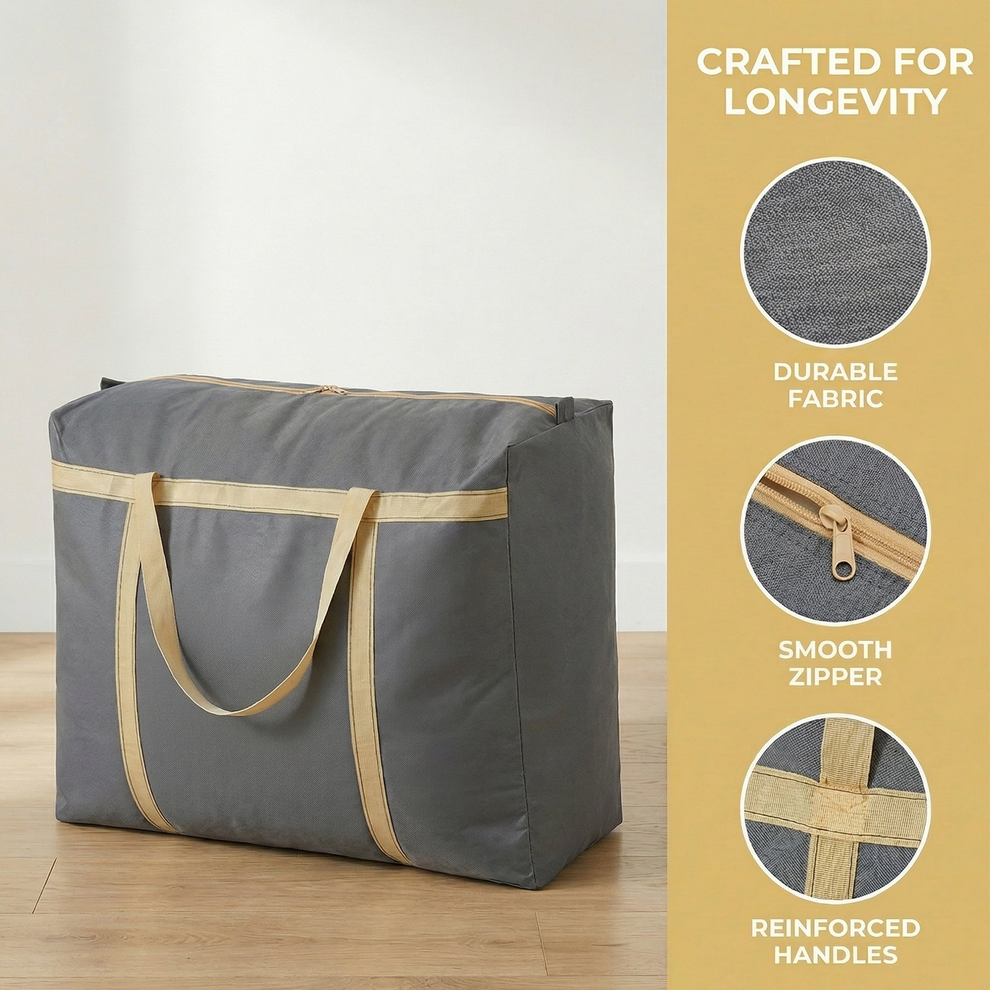 Unique Bargains Foldable Storage Bags for Organizing Clothing Grey 26.8"x9.8"x19.7"