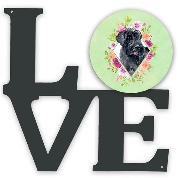 11.5 x 11.75 in. Giant Schnauzer Green Flowers Metal Artwork Love Wall Decor