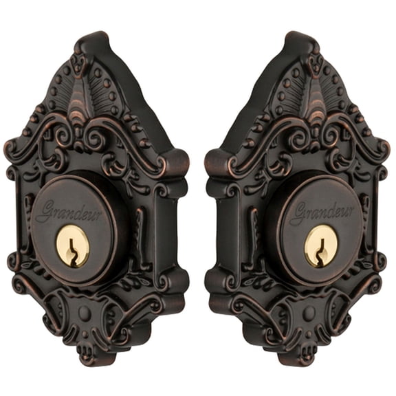 Grandeur Gvcgvc_Dblcyl_234 Grande Victorian Solid Brass Rose Keyed Entry Double Cylinder
