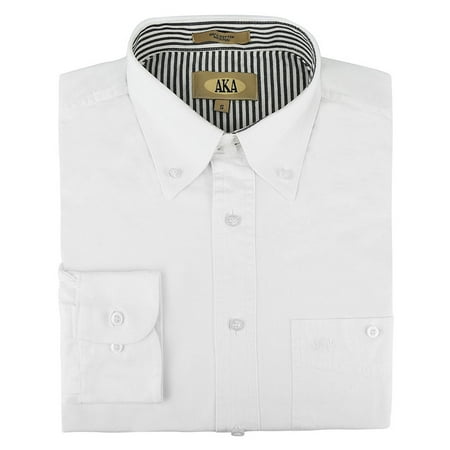 AKA Mens 100% Cotton Button Down Collar Casual Shirt (Big Sizes Available) White