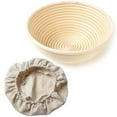 thumbnail image 1 of 1 cesta redonda para fermentación de pan, tamaño 22 x 8,5 cm, capacidad para 500 g de masa, Banneton Brotform de ratán, fermentación de masa agria, pan artesanal, 1 of 7