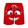 thumbnail image 4 of HXWCHs Men's Casual Shorts with Unique Face Pattern Design for Comfortable Lightweight Summer Outdoor Streetwear Fashion M Red, 4 of 4