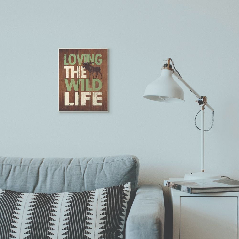 Stupell Industries Wild Life Country Home Wood Textured Word Design Wall Plaque Art by Stephanie Workman Marrott