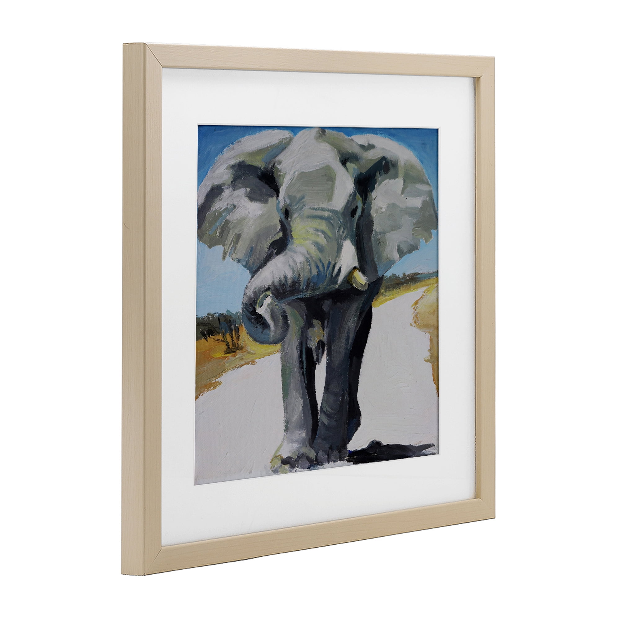 Stupell Industries Majestic Elephant on Path Birch Framed Print Under Glass, design by Violeta Vollmer
