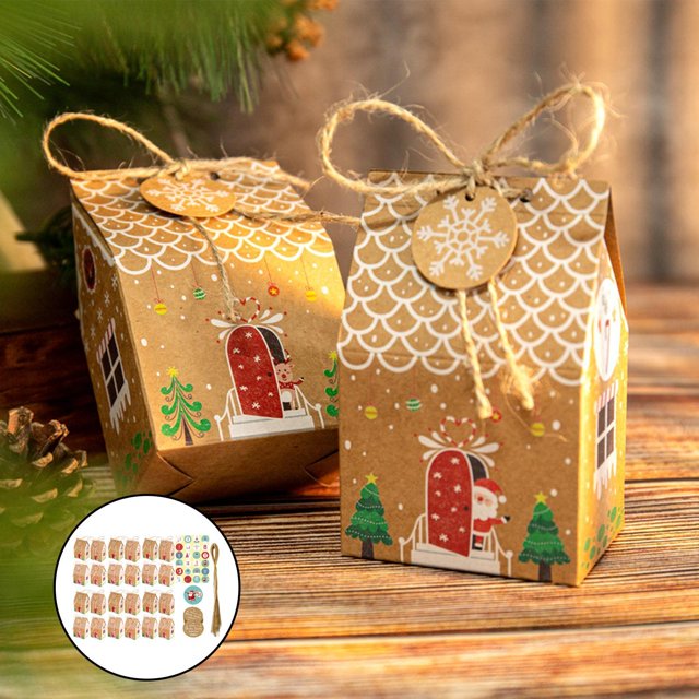 Bolsas de papel Kraft navideñas Patrones Noel Cajas de papel Kraft Cajas de papel para - Holy Jolly Jolly