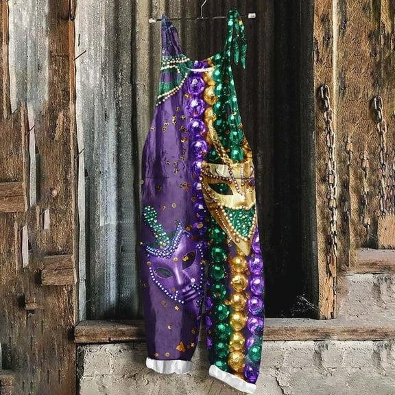 Royisotas Fall Sleeveless Casual Carnival Wide Leg Cuffed Women's Jumpsuits Baggy Crew Neck Adjustable Straps with Pockets Romper