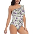 thumbnail image 3 of Rateoe Spring Flowers Pattern Women One Piece Swimsuits Tummy Control One Shoulder Bathing Suits Ruffle Swimwear-Medium, 3 of 6