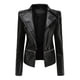 thumbnail image 1 of Chaquetas para mujer Slim Leather Stand Collar Zip Motocicleta Traje Cinturón Abrigo Chaqueta Tops Odeerbi ODB-3, 1 of 9