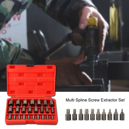 Multi Spline Screw Extractor Set 25pcs Sturdy Designed Tools for Studs Bolts