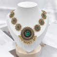 thumbnail image 3 of Bollywood Indian Jewelry Sets for Women Wedding Party Jewelry Flower Tassel Beaded Dangle Earring Oxidized Indian Choker Necklace Gold Plated Zirconia Jhumkas Chandelier Earrings Boho Jewelry, 3 of 12
