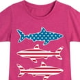 thumbnail image 3 of Instant Message - 4th of July - Shark American Flag - Toddler & Youth Girls Short Sleeve Graphic T-Shirt, 3 of 6