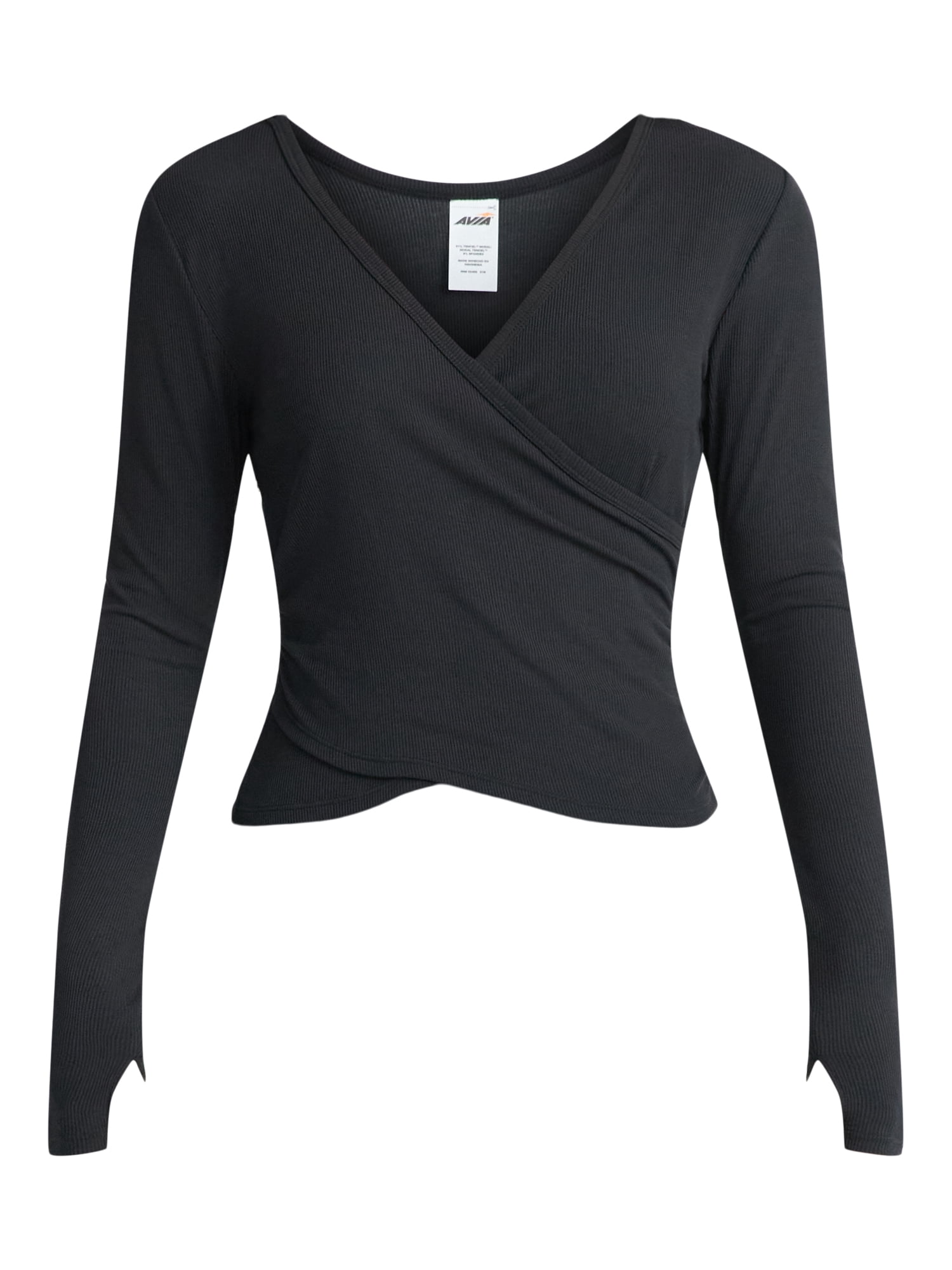 Avia Women's Reversible Wrap Top with Long Sleeves, Sizes XS-XXXL