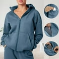 thumbnail image 2 of safuny Womens Zip Up Hoodies Fleece Jackets Oversized Sweatshirts with Hidden Pocket Fall Winter Fashion Coat Blue _x M, 2 of 9
