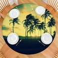 thumbnail image 2 of Elastic Table Cover Round Tablecloth with Tropical Paradise and Summer Beach Palm Trees Designs, Waterproof and Stain-Resistant Vinyl, Backed for Secure Fit and Heat Resistance, 2 of 7