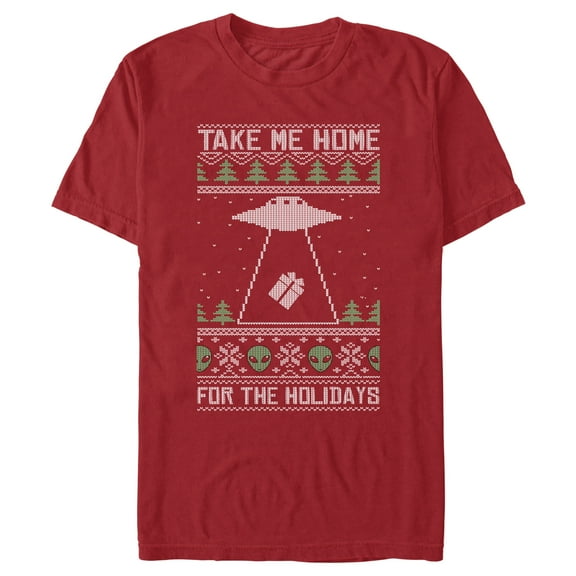 Men's Lost Gods Ugly Christmas Take Me Home for the Holidays Graphic Tee Cardinal 2X Large
