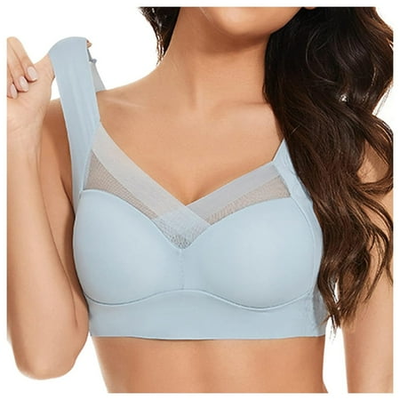 Zshosam Posture Correction Bra Bra Women s Without Underwire Soft Push Up Bra Without UnderwireBreathable And Lightweight Comfy Posture Correction Back(Light Blue XXL)