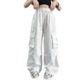 thumbnail image 5 of Rvasteizo Fall Winter Girls Cargo Pants Solid Elastic Waist Loose Cut Casual Kids Trousers 7 Years, 5 of 5