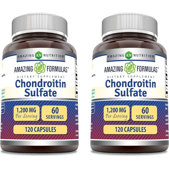 Amazing Formulas Chondroitin Sulfate 1200mg Per Serving 120 Capsules Supplement | Non-GMO | Gluten Free | Made in USA | Pack of 2