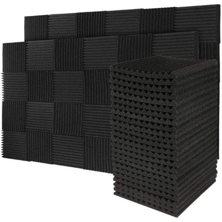 50 Pack Black Acoustic Foam Panels - Studio Sound Proofing Wedges For Walls & Ceiling