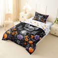 thumbnail image 2 of Homewish Cute Bat Wreath Twin Comforter Sets for Kids, Rose Pumpkin Maple Leaf Bedding Set, Halloween Reversible, 2 Pieces, 1 Comforter and 1 Pillowcase, 2 of 6