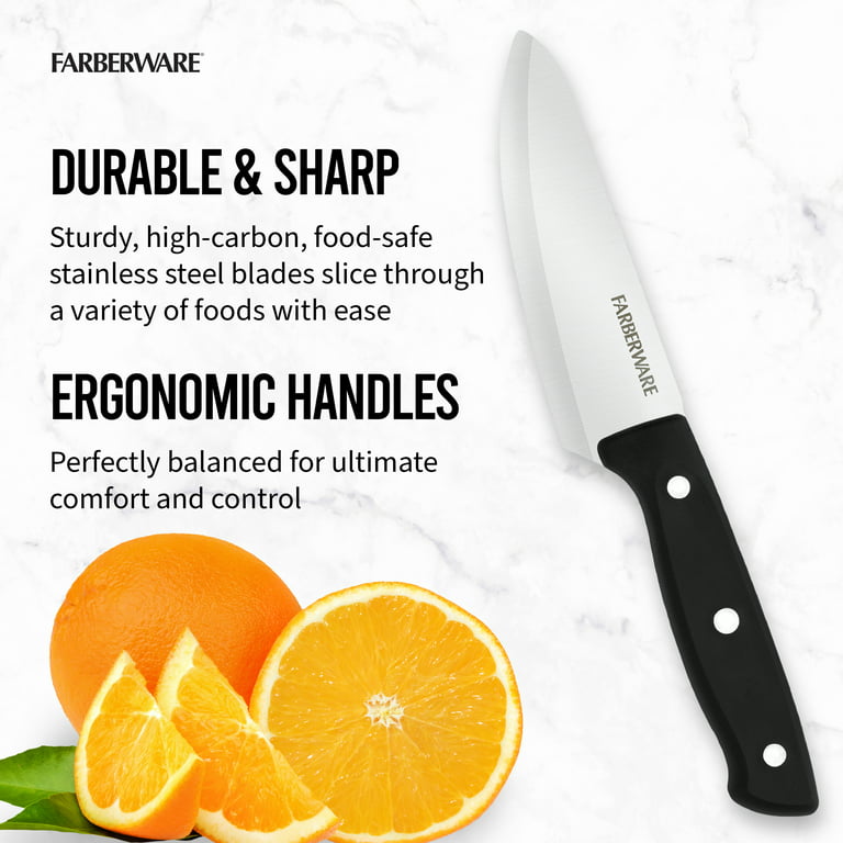 Farberware Triple Riveted Steak Knife Set, 6-Piece, High-Carbon Stainless  Steel Knife Set, Razor-Sharp Steak Knife Set with Fine Edge Blades, Black