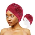 thumbnail image 2 of CSChome Bonnet Femme Bonnet Extensible Coupe-Vent Résistant aux Déchirures Bord Rétractable Bord Chaud à Sequins Fleur Turban Mode, 2 of 6