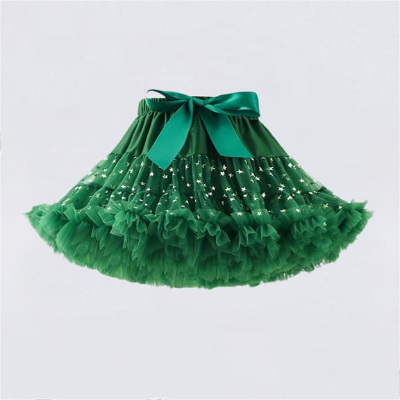 Tulles Tutus Skirt for Girls Birthday Casual Layered Cute Mesh Mini Skirts for Dance Party Flare Skirt Girls Green M