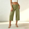thumbnail image 6 of Horkkom Capris Pants for Women Summer Button Zipper Linen Pants Casual Business Loose Dress Pants with Pockets S, 6 of 8