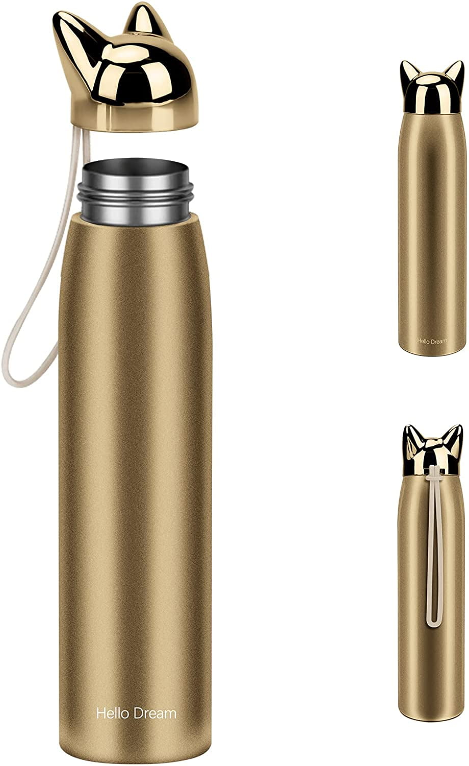 Cute Fox Leave Kids Water Bottle Thermos with Straw School Vacuum Insulated Stainless Steel Thermos Bottle Cup Leakproof Sport Travel Cup Mug Handle for Girls Women Biking 20 OZ