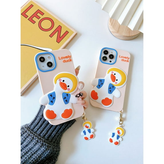 For iPhone 13 Pro Max /13/12 Pro Max/12 3D Lovely Duck Cartoon Protective Silicone Phone Case cover